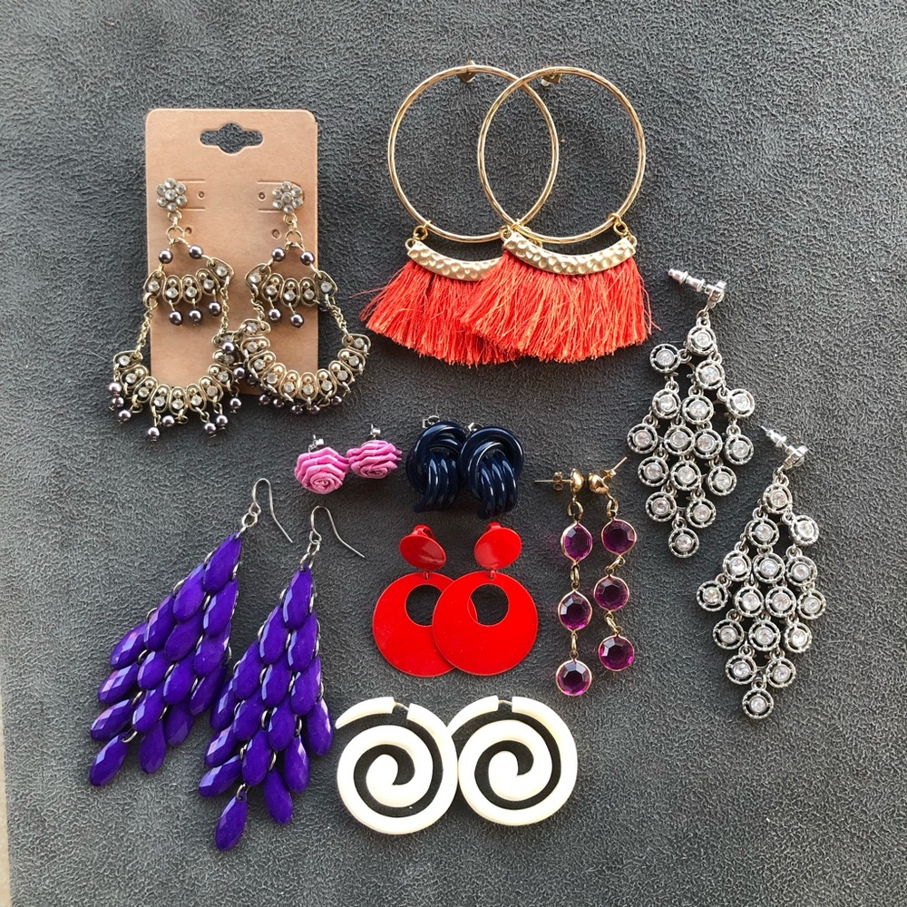 Earrings Colorful Lot 9 Pairs